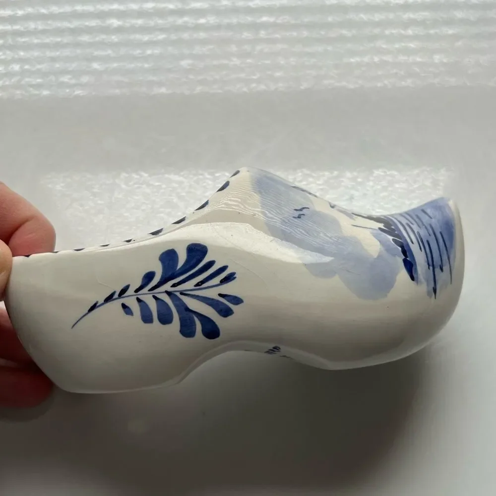 Windmill Delft Blue and White Porcelain Clog